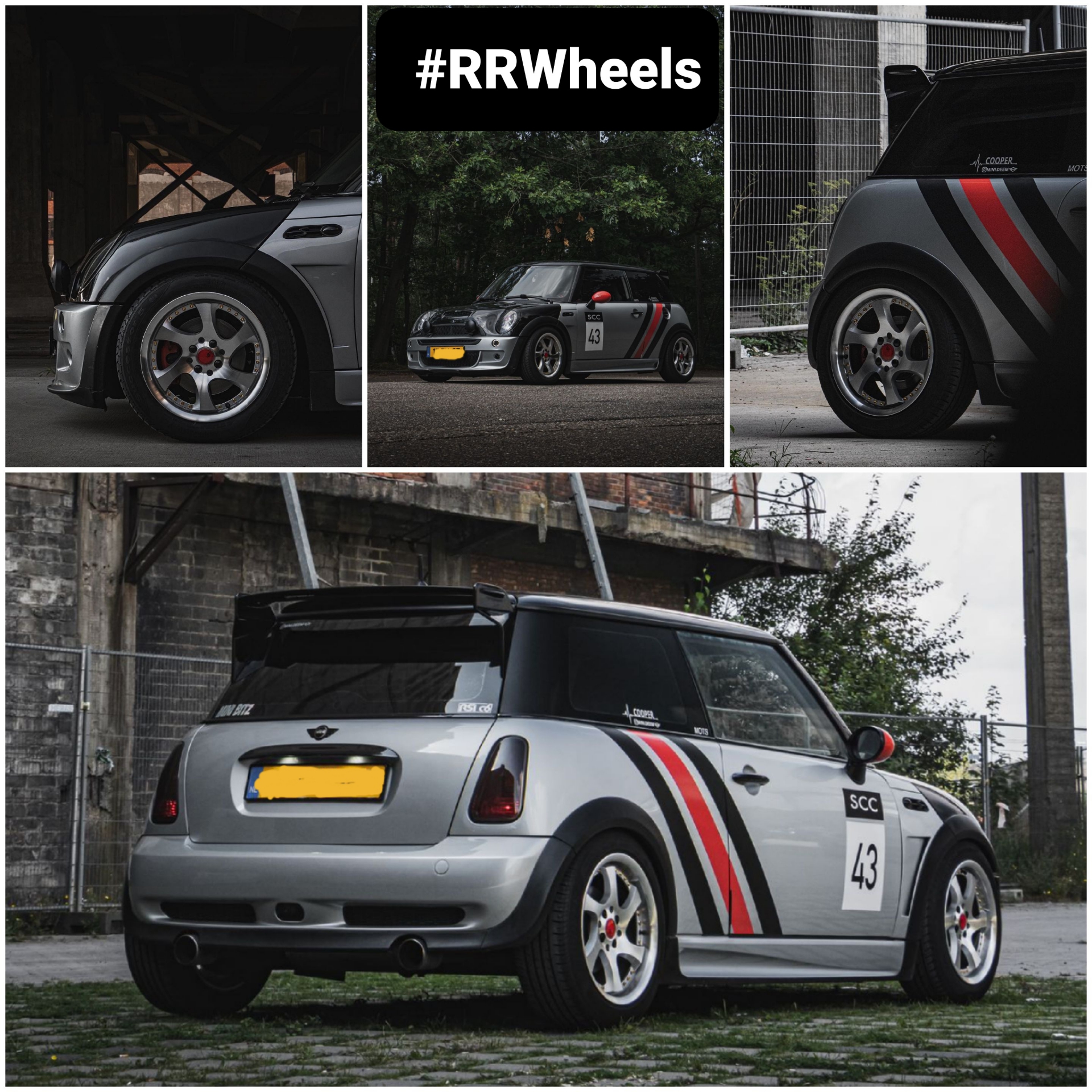 Mini Cooper - 16 inch JF Luxury WX - Silver Machined Gold Rivets - 4x100 / 4x114,3 7.5J ET35